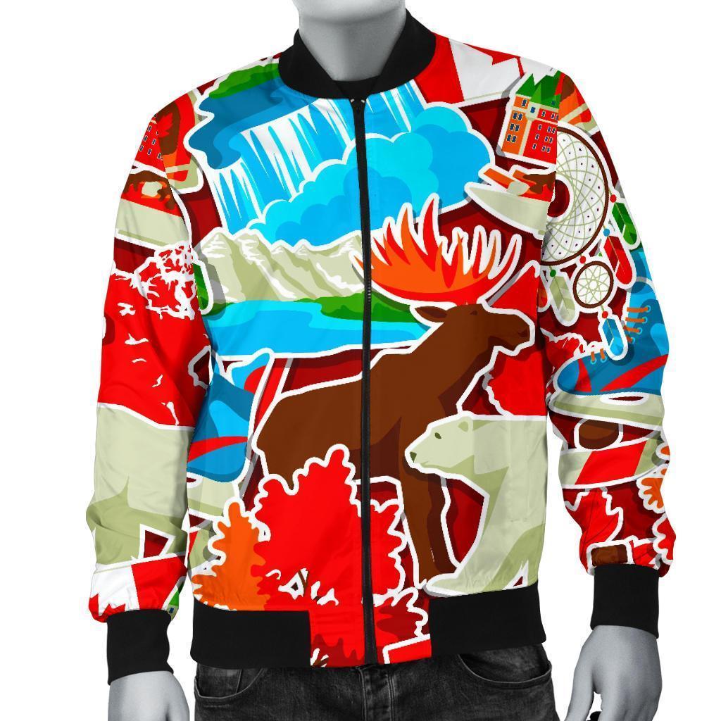 Love Canada Pattern Print Men's Bomber Jacket-grizzshop