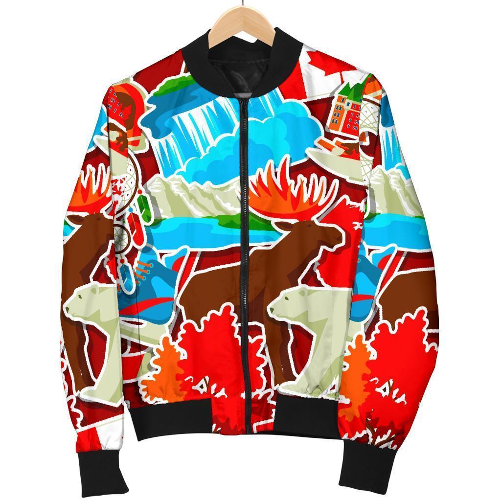 Love Canada Pattern Print Men's Bomber Jacket-grizzshop