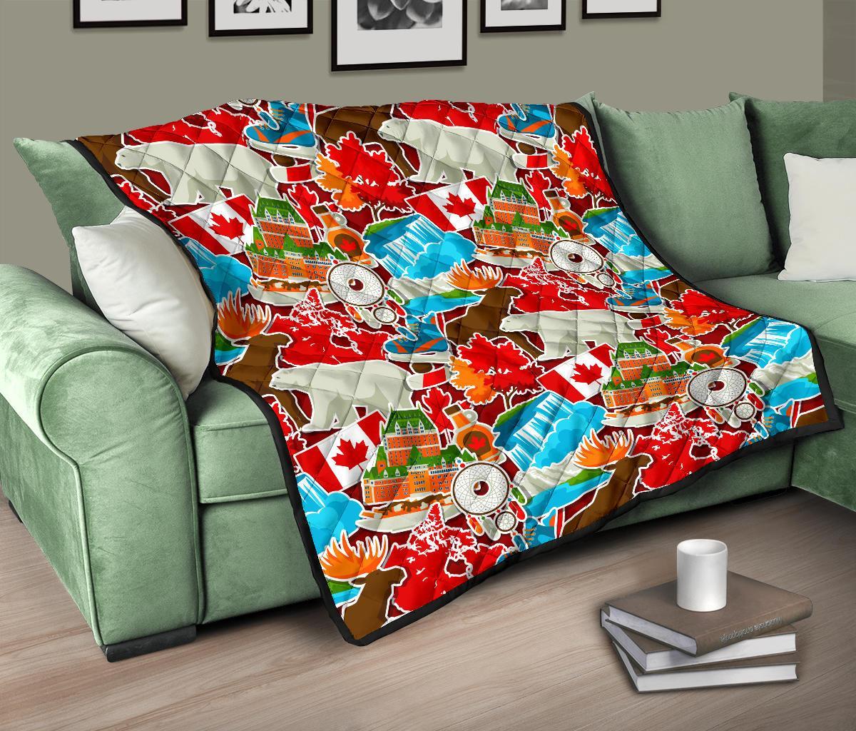 Love Canada Pattern Print Quilt-grizzshop