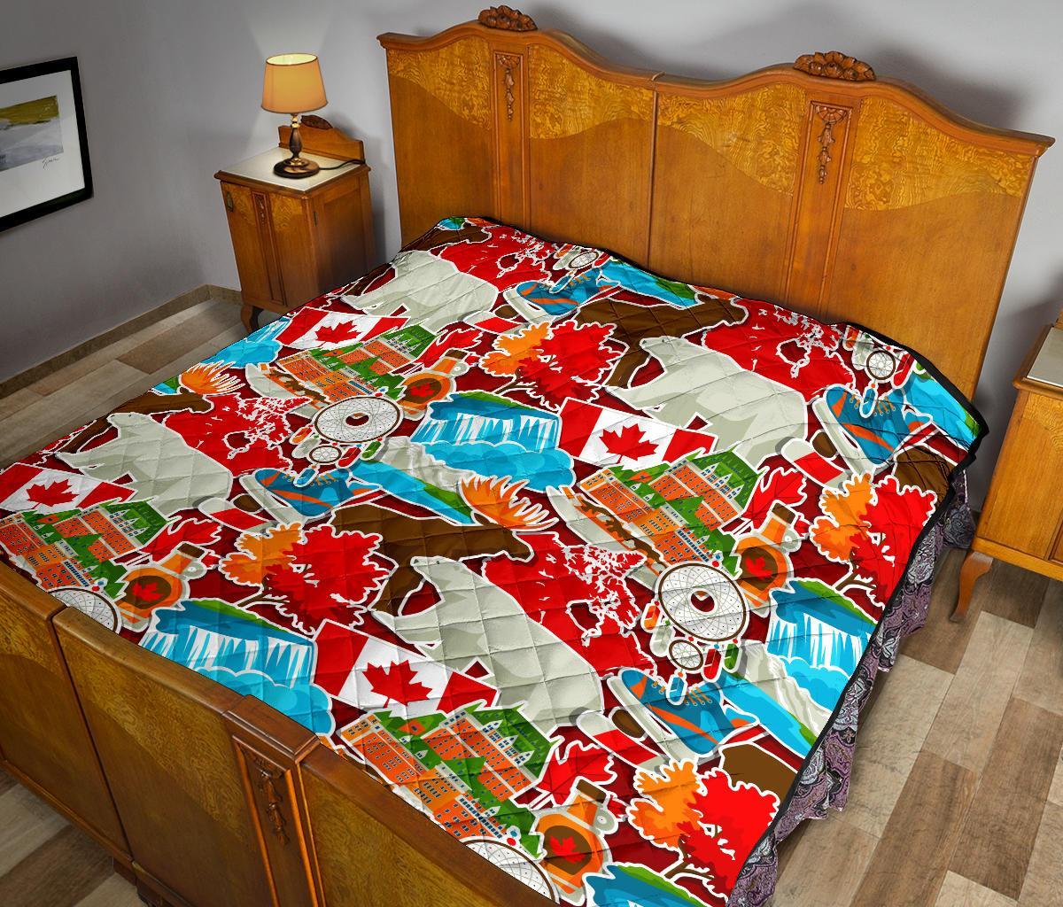 Love Canada Pattern Print Quilt-grizzshop