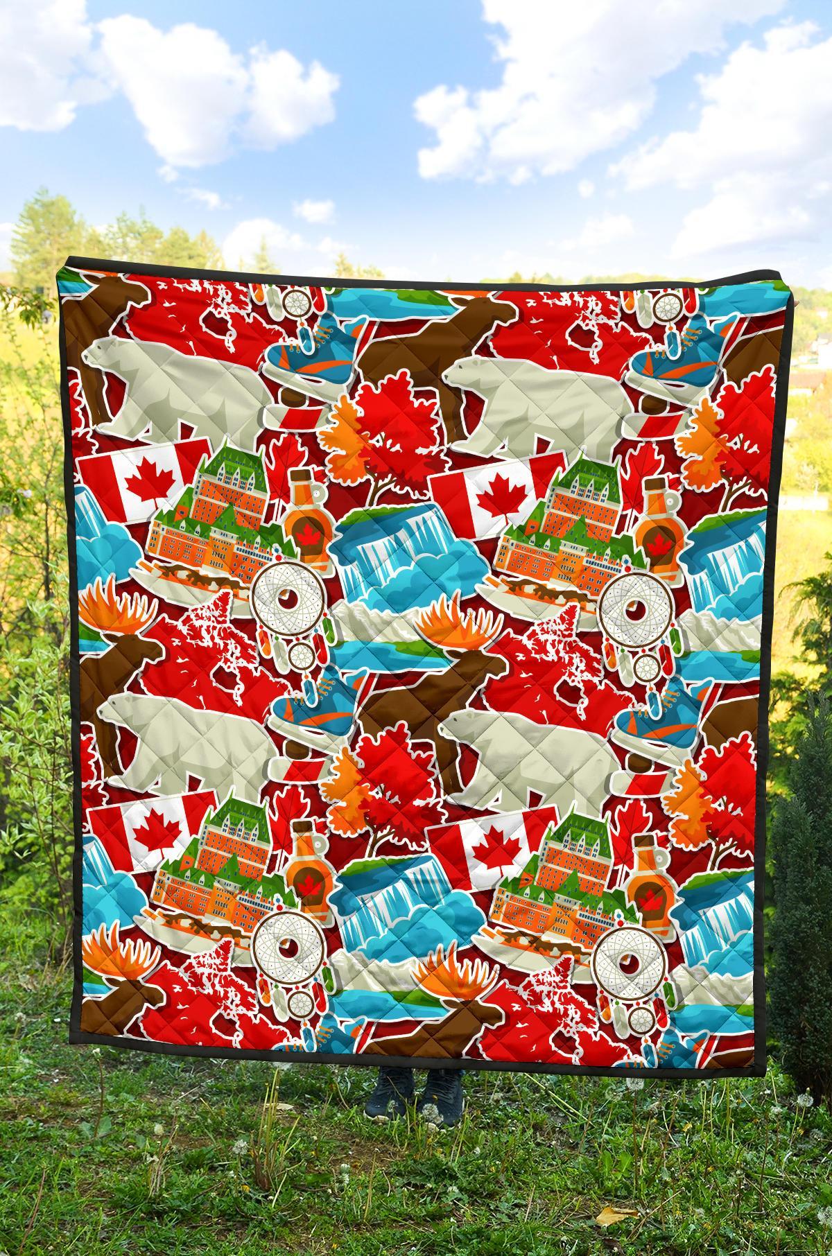 Love Canada Pattern Print Quilt-grizzshop