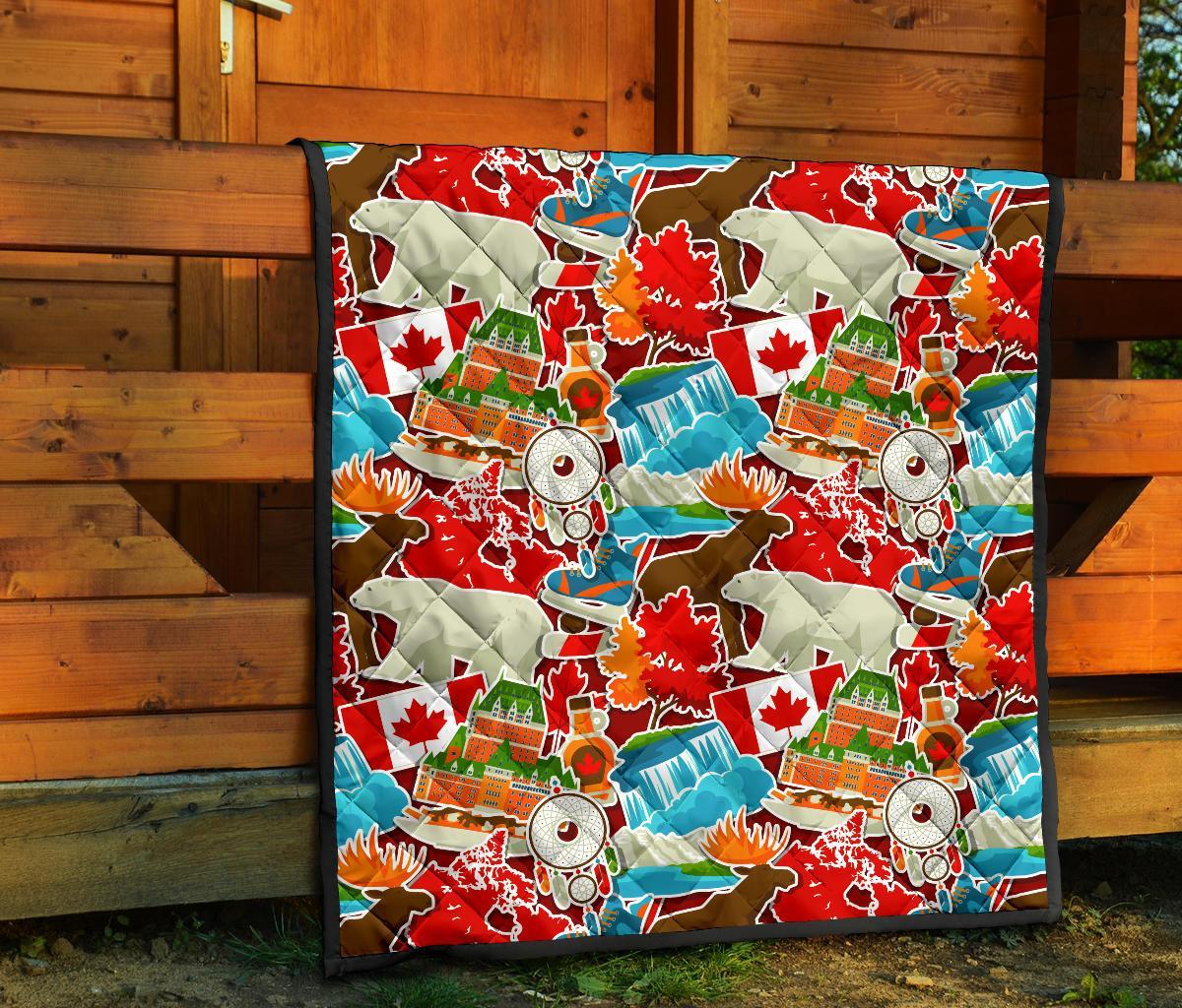 Love Canada Pattern Print Quilt-grizzshop