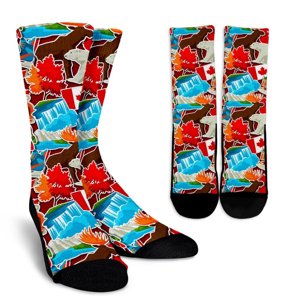 Love Canada Pattern Print Unisex Crew Socks-grizzshop