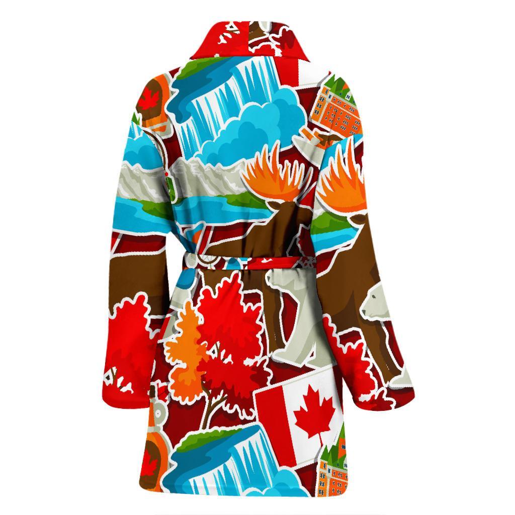 Love Canada Pattern Print Women Long Robe-grizzshop