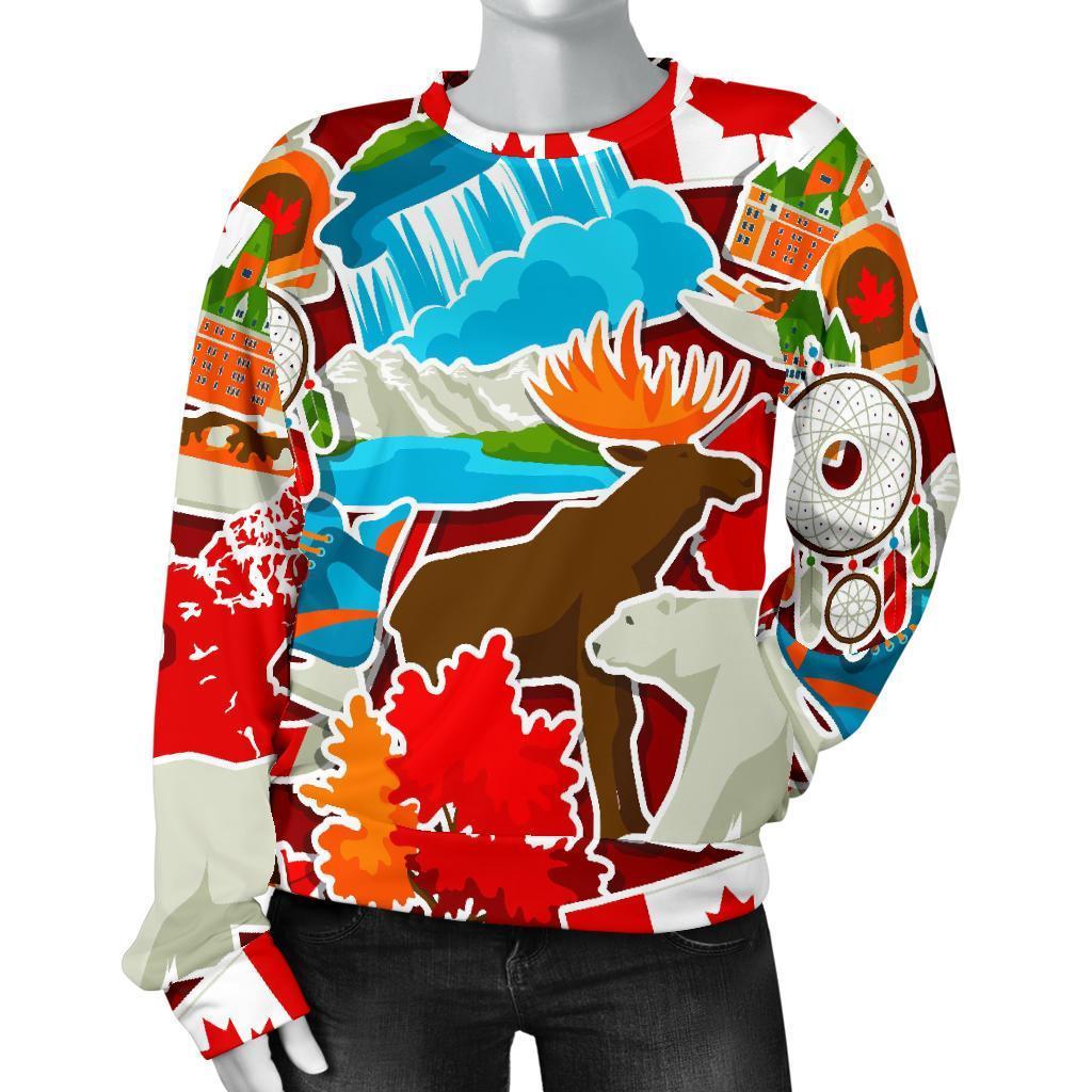 Love Canada Pattern Print Women's Sweatshirt-grizzshop