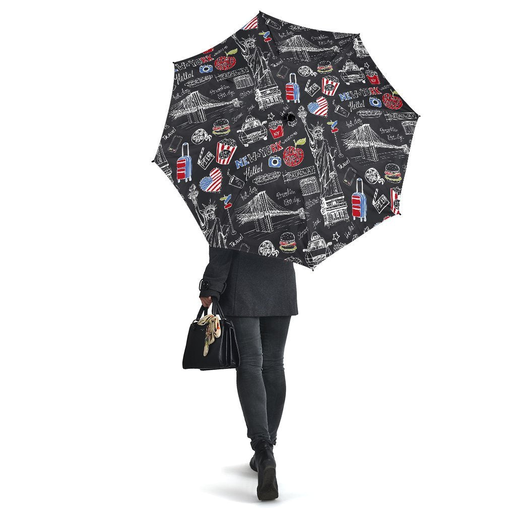 Love New York Print Pattern Automatic Foldable Umbrella-grizzshop