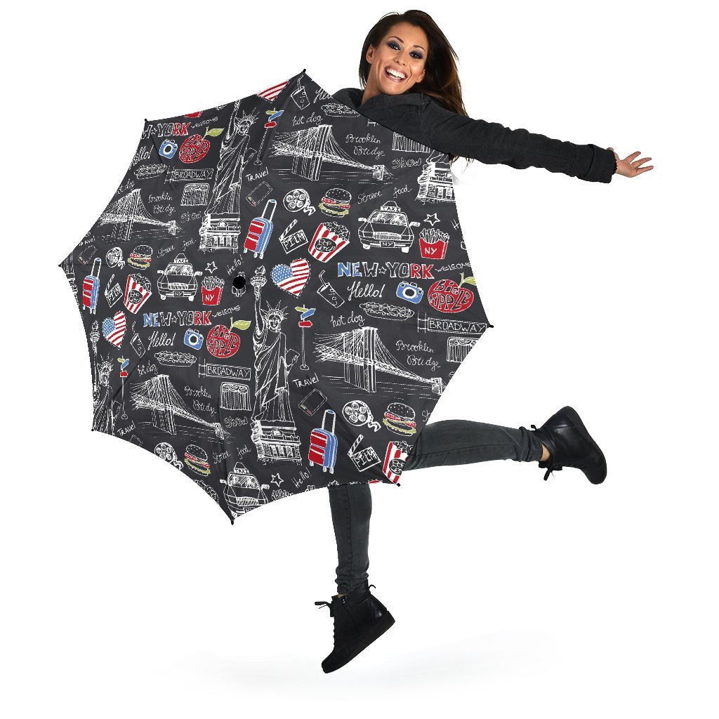 Love New York Print Pattern Automatic Foldable Umbrella-grizzshop