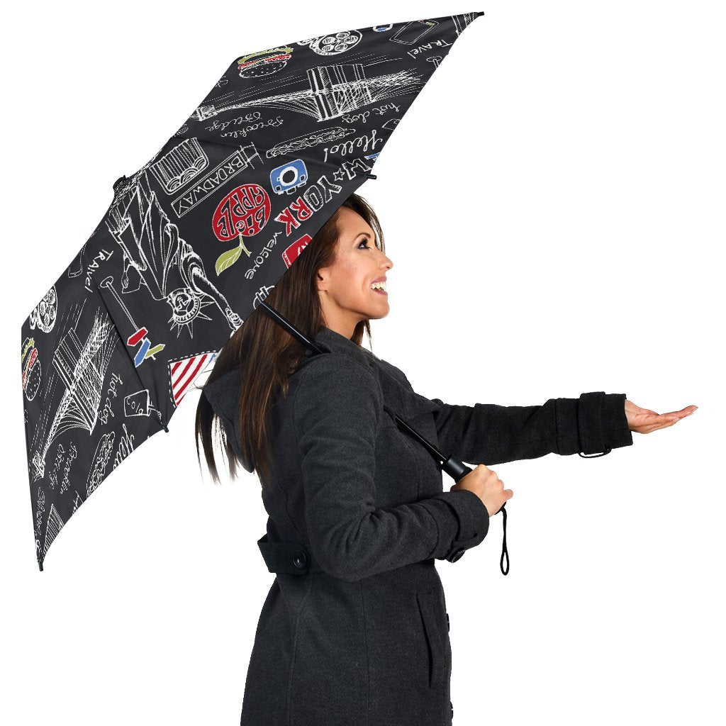 Love New York Print Pattern Automatic Foldable Umbrella-grizzshop