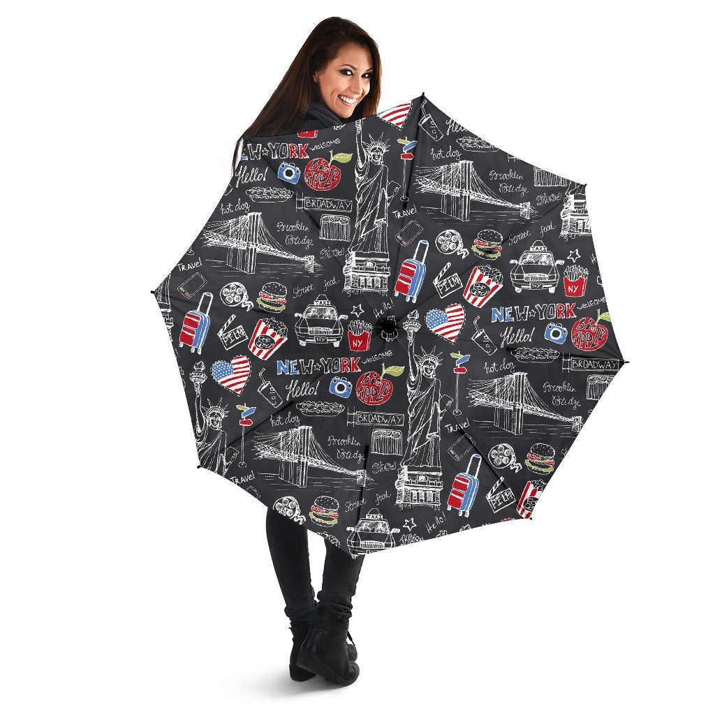 Love New York Print Pattern Automatic Foldable Umbrella-grizzshop