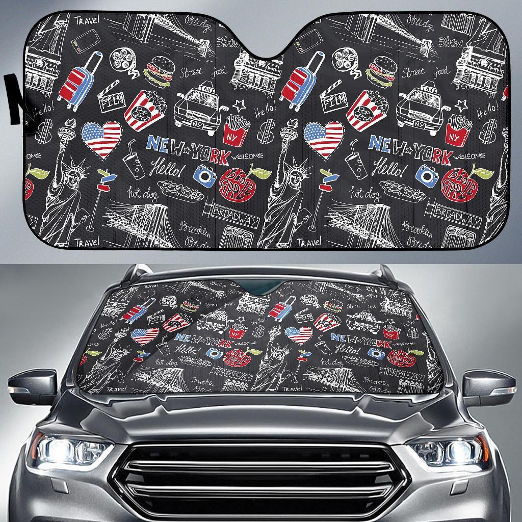 Love New York Print Pattern Car Sun Shade-grizzshop