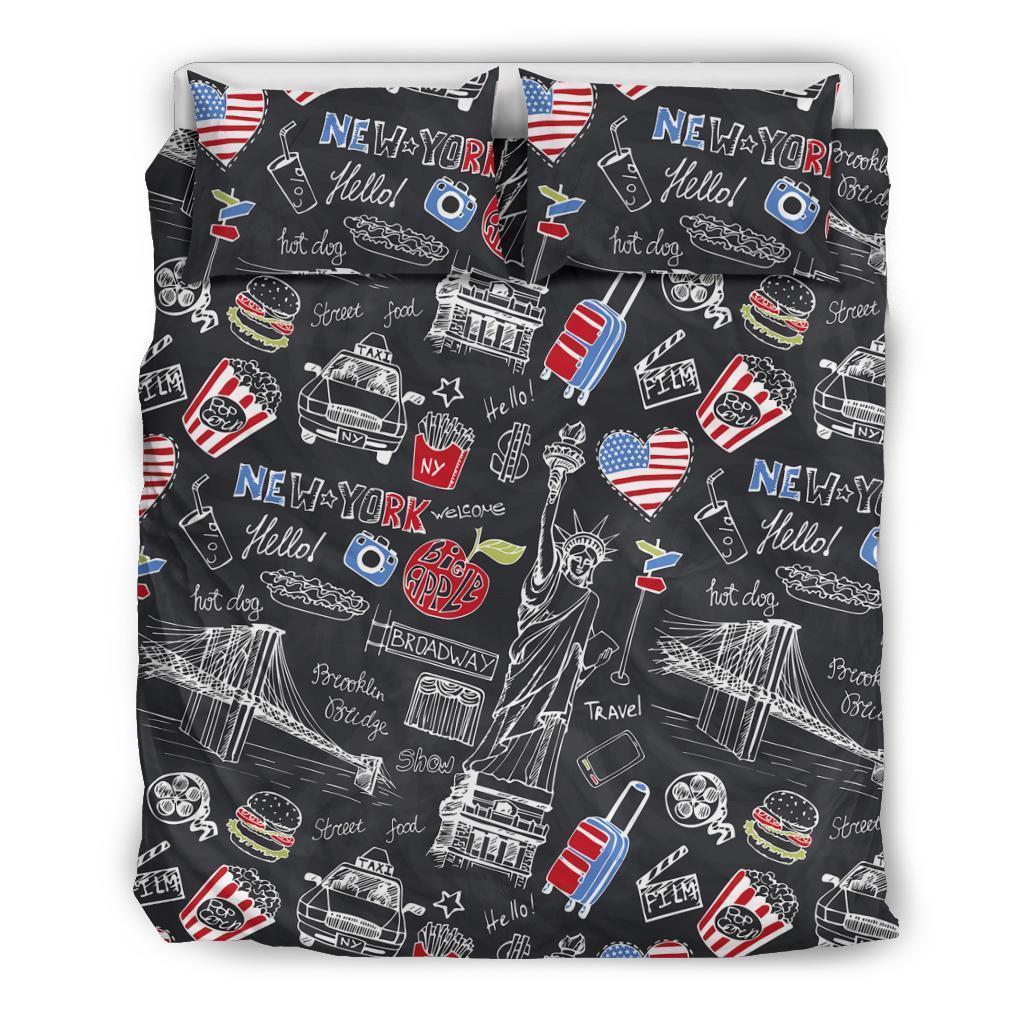 Love New York Print Pattern Duvet Cover Bedding Set-grizzshop