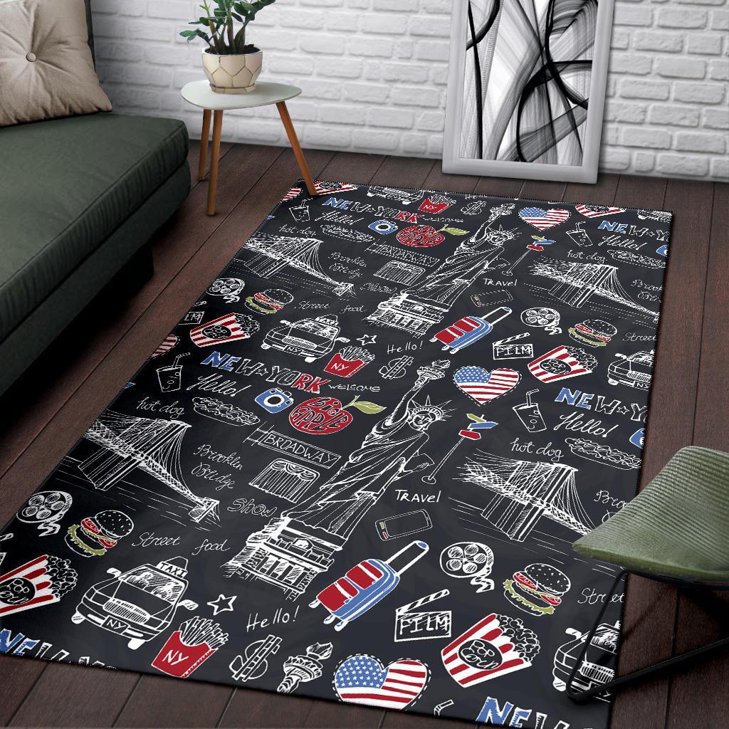 Love New York Print Pattern Floor Mat-grizzshop