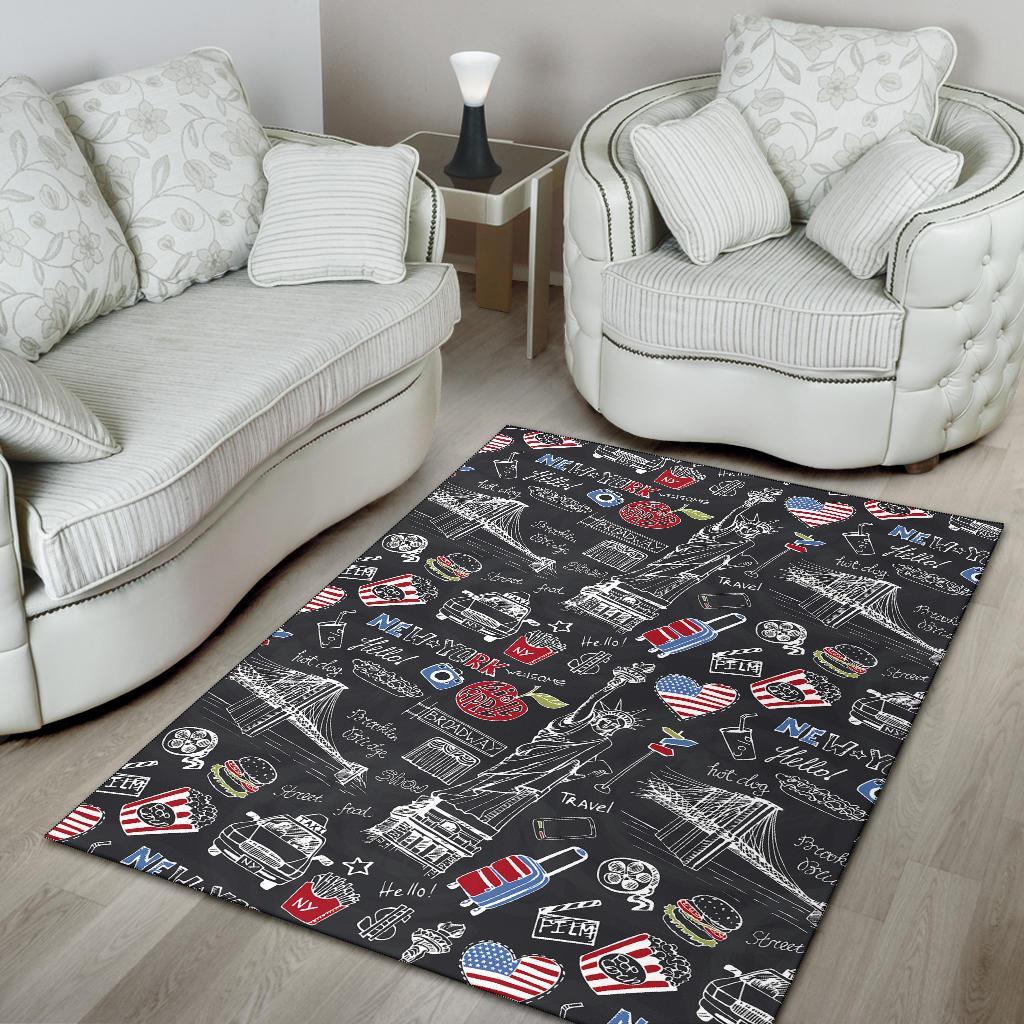 Love New York Print Pattern Floor Mat-grizzshop