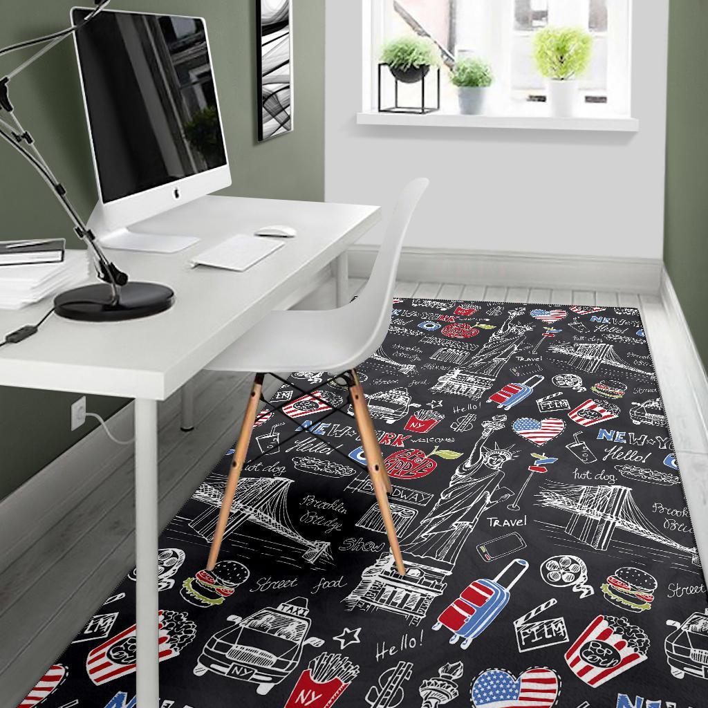 Love New York Print Pattern Floor Mat-grizzshop