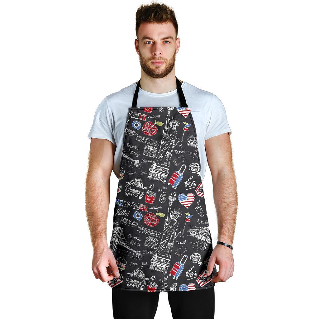 Love New York Print Pattern Men's Apron-grizzshop