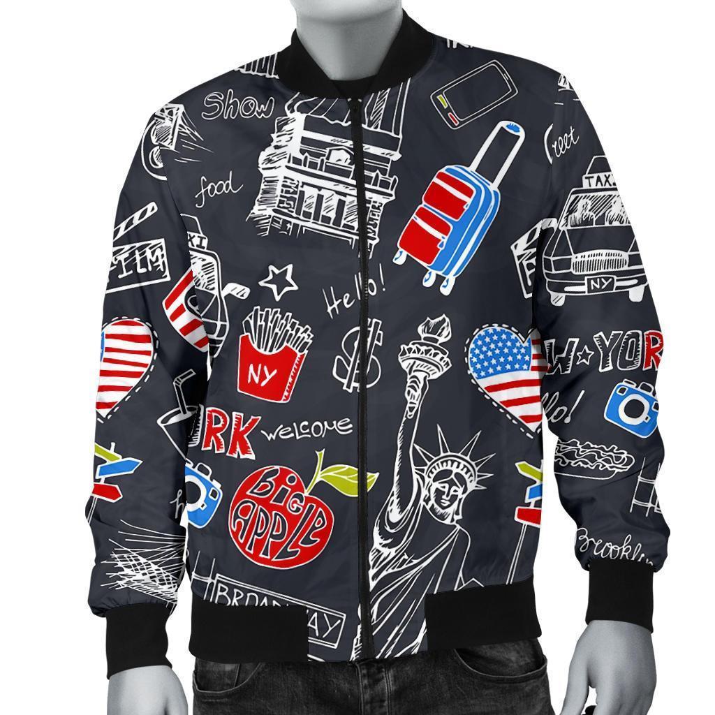 Love New York Print Pattern Men's Bomber Jacket-grizzshop