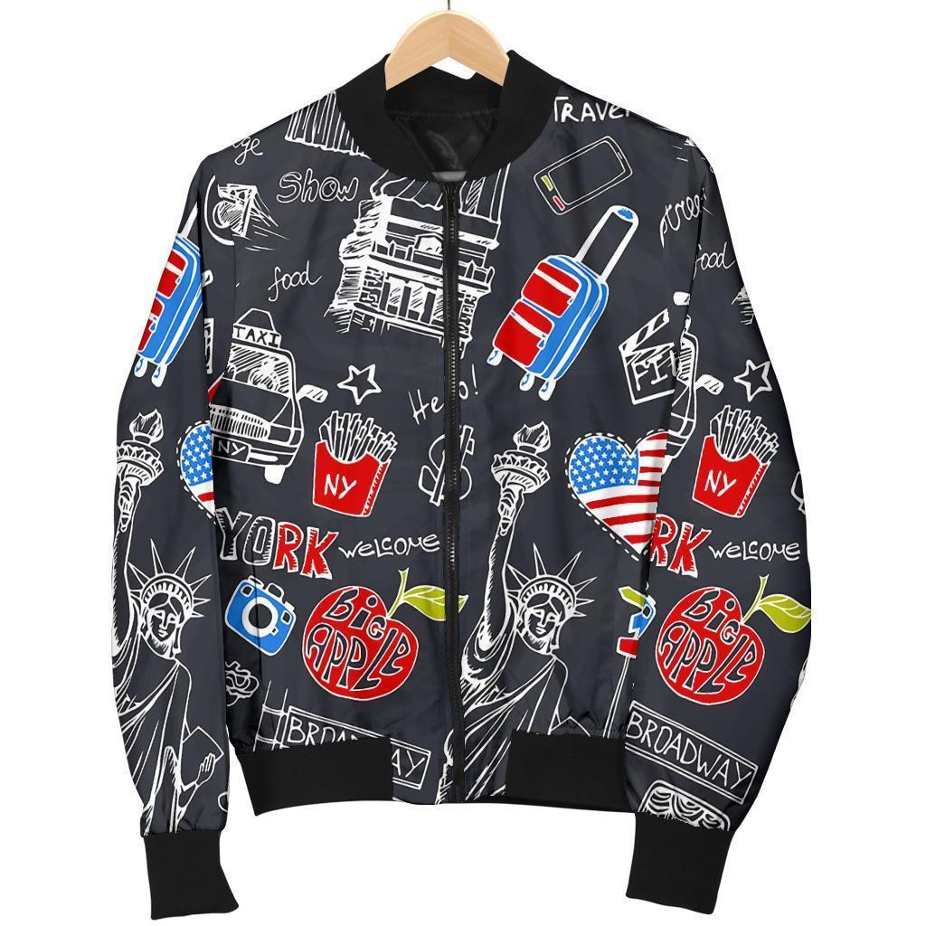 Love New York Print Pattern Men's Bomber Jacket-grizzshop