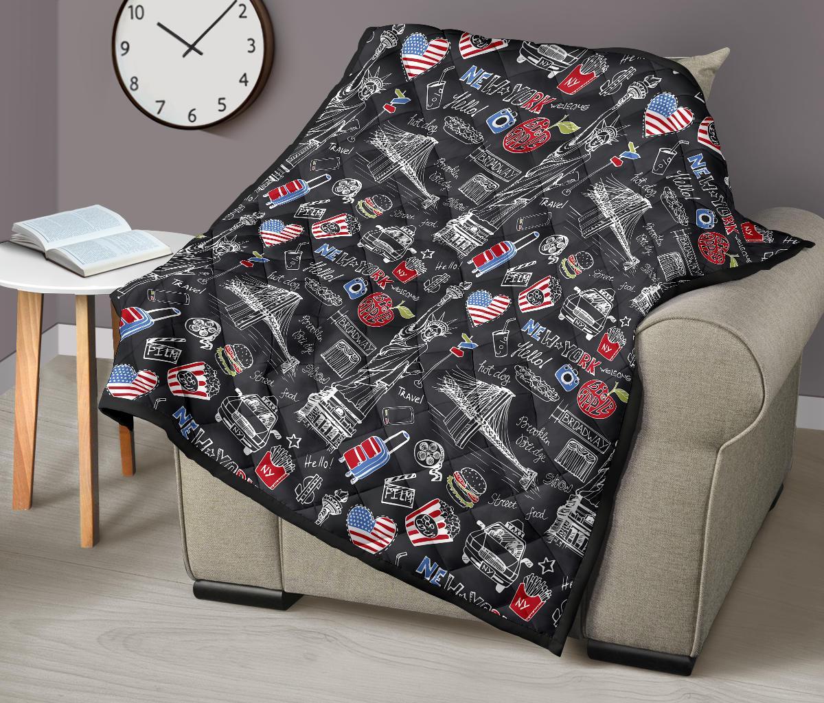 Love New York Print Pattern Quilt-grizzshop