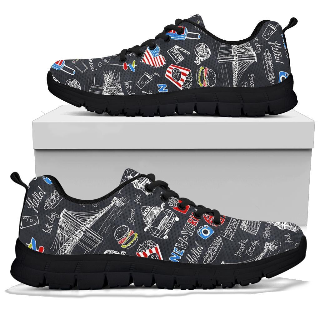 Love New York Print Pattern Sneaker Shoes For Men Women-grizzshop