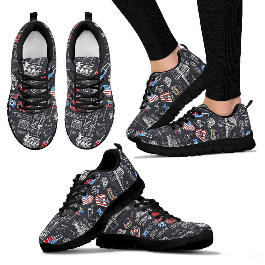 Love New York Print Pattern Sneaker Shoes For Men Women-grizzshop