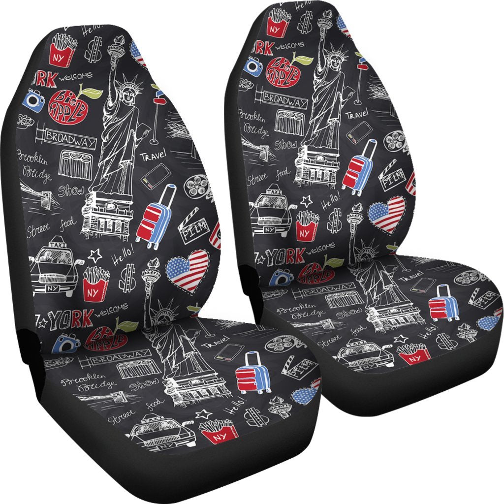 Love New York Print Pattern Universal Fit Car Seat Covers-grizzshop