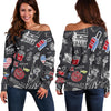 Love New York Print Pattern Women Off Shoulder Sweatshirt-grizzshop