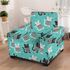 Love Turquoise Cat Print Armchair Cover-grizzshop