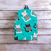 Love Turquoise Cat Print Backpack-grizzshop