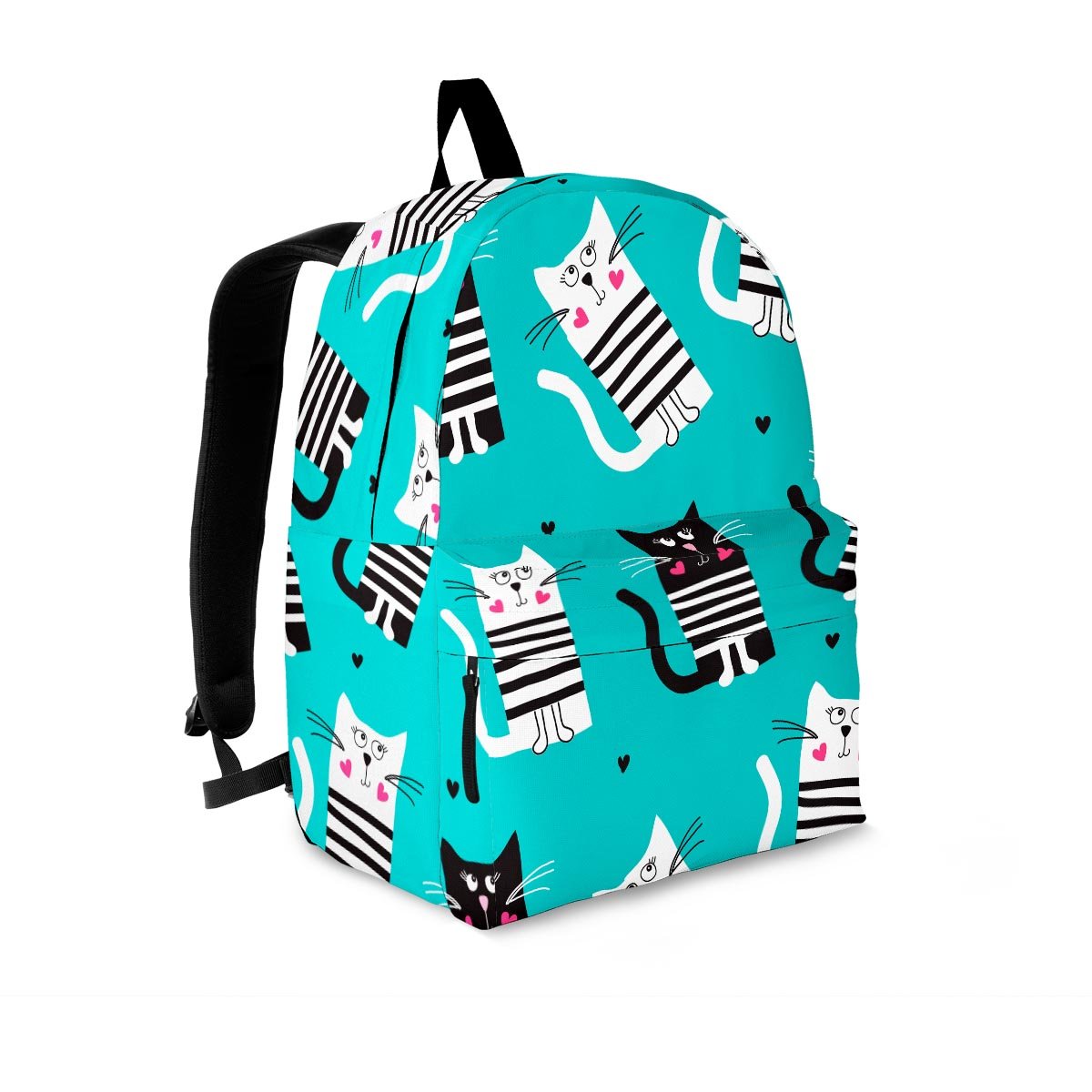 Love Turquoise Cat Print Backpack-grizzshop