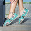 Love Turquoise Cat Print Canvas Shoes-grizzshop