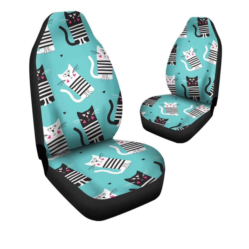 Love Turquoise Cat Print Car Seat Covers-grizzshop