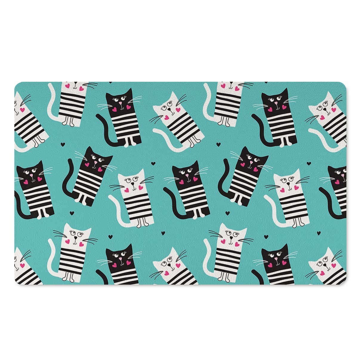 Love Turquoise Cat Print Door Mat-grizzshop