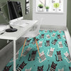 Love Turquoise Cat Print Floor Mat-grizzshop