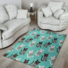 Love Turquoise Cat Print Floor Mat-grizzshop