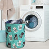 Love Turquoise Cat Print Laundry Basket-grizzshop