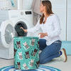 Love Turquoise Cat Print Laundry Basket-grizzshop