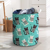 Love Turquoise Cat Print Laundry Basket-grizzshop