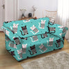 Love Turquoise Cat Print Loveseat Cover-grizzshop