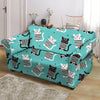 Love Turquoise Cat Print Loveseat Cover-grizzshop