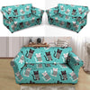 Love Turquoise Cat Print Loveseat Cover-grizzshop