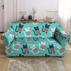 Love Turquoise Cat Print Loveseat Cover-grizzshop