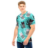 Love Turquoise Cat Print Men T Shirt-grizzshop