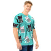 Love Turquoise Cat Print Men T Shirt-grizzshop