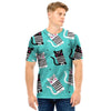 Love Turquoise Cat Print Men T Shirt-grizzshop