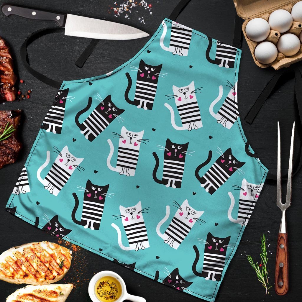 Love Turquoise Cat Print Men's Apron-grizzshop