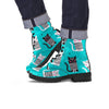 Love Turquoise Cat Print Men's Boots-grizzshop