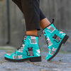 Love Turquoise Cat Print Men's Boots-grizzshop