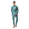 Love Turquoise Cat Print Men's Pajamas-grizzshop