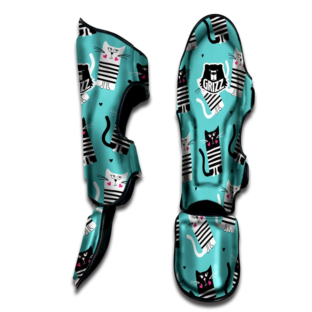 Love Turquoise Cat Print Muay Thai Shin Guard-grizzshop