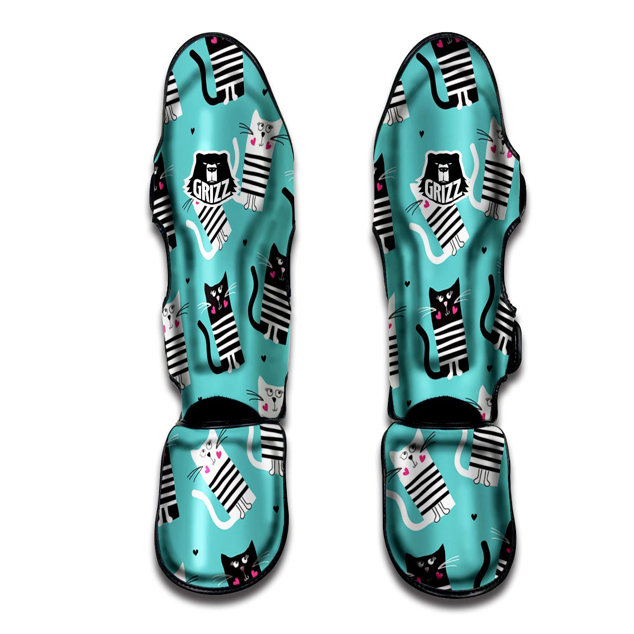 Love Turquoise Cat Print Muay Thai Shin Guard-grizzshop